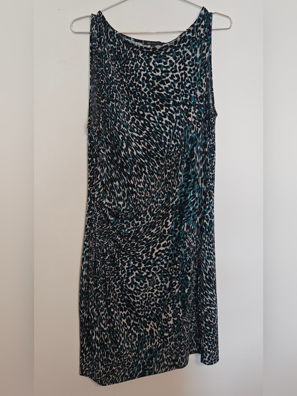 Anne Klein Teal and Black Leopard Print Top